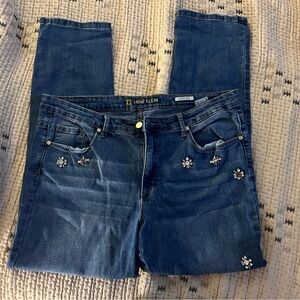 Anne Klein Straight Leg Jeans with Embellishments